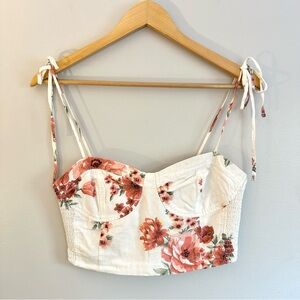 Forever 21 Floral Red and White Crop Top